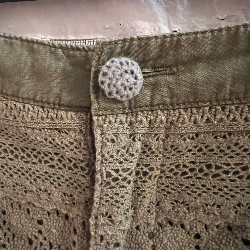 Daughters of the liberation Anthropologie green boho crochet shorts size 2 - Picture 4 of 8